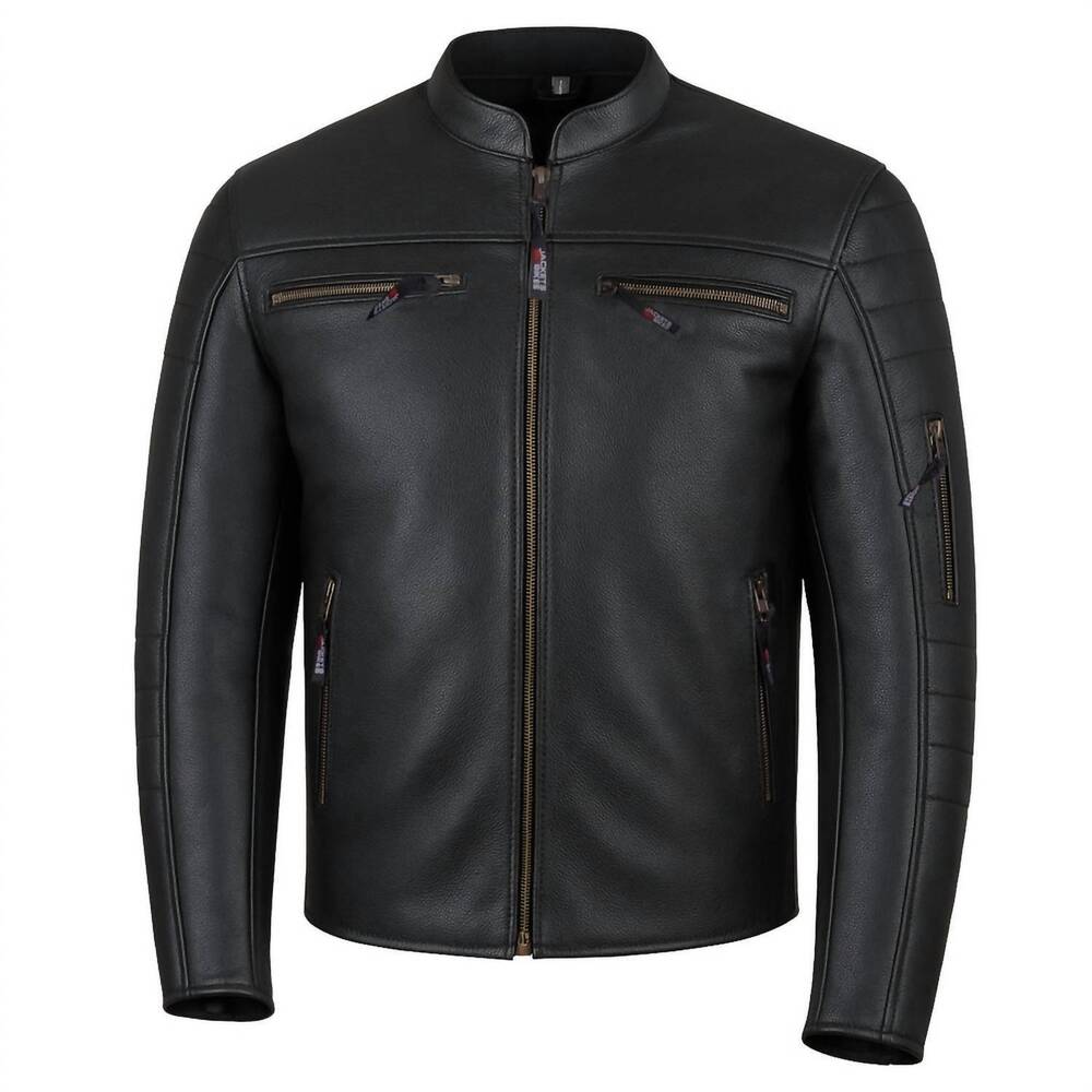 NEW JACKETS 4 BIKES men’s buffalo leather motorcycle jacket in black